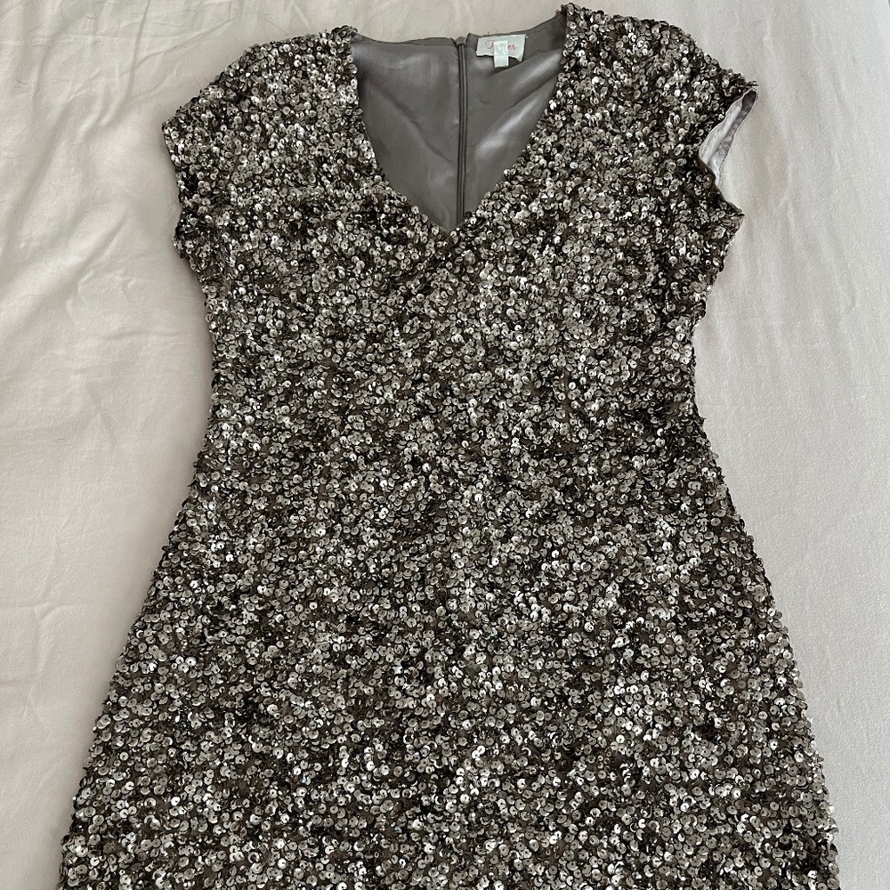 Parker Serena Sequin Mauve Dress, Size S